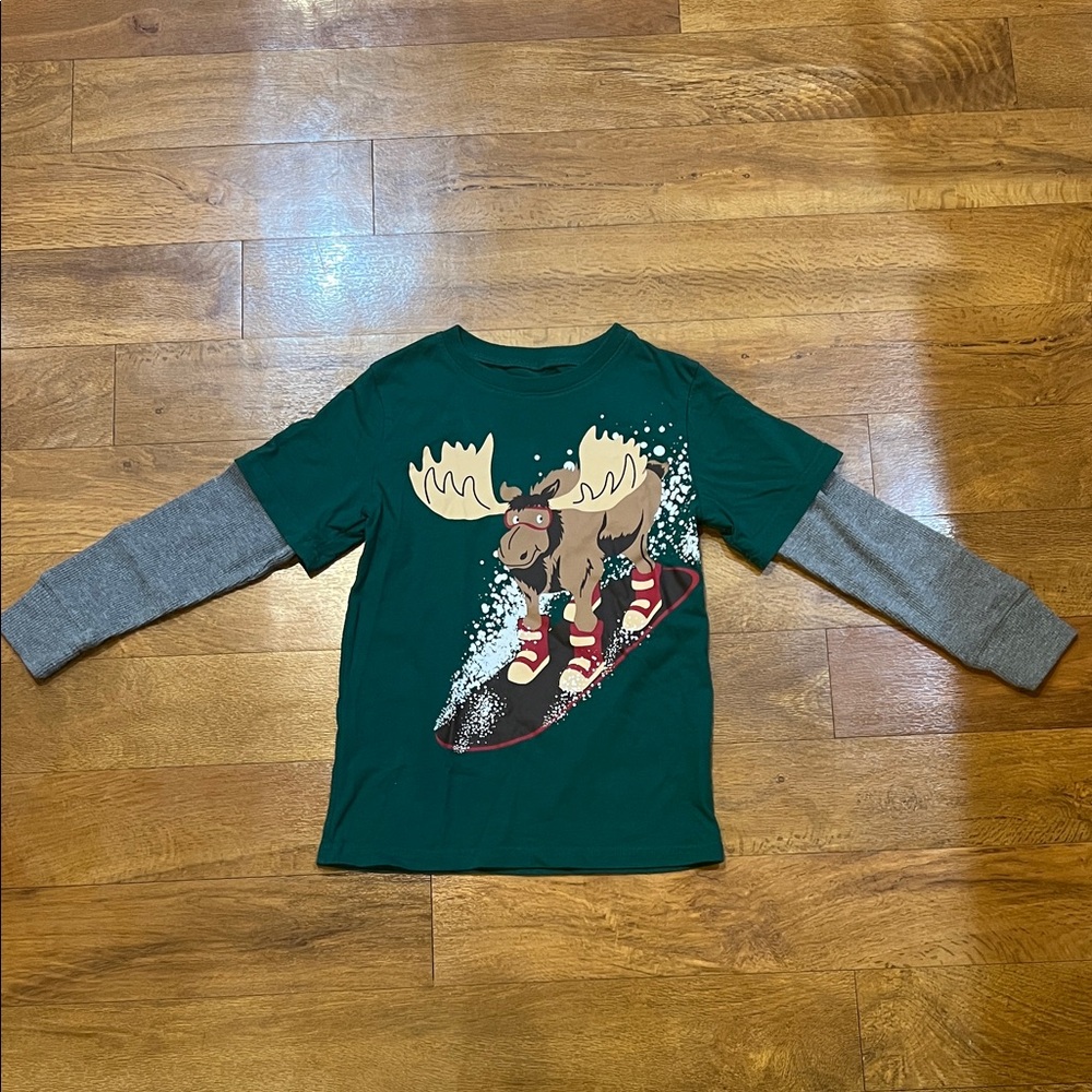 The Children's Place Green Moose Long Sleeve Tee